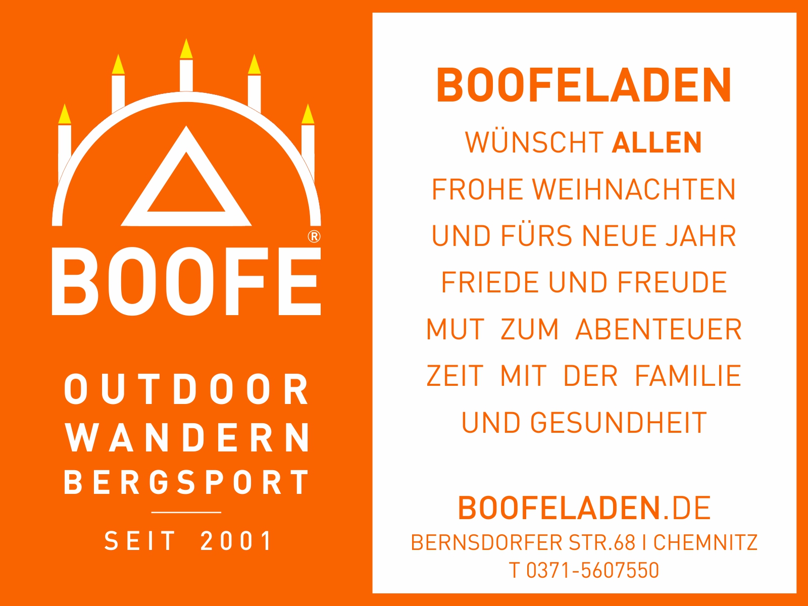 Boofeladen wünscht allen Frohe Weihnachten